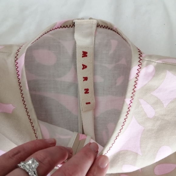 Marni Resort Cotton and Linen Blouse Balloon Sleeves Tan Pink 40 IT | 4 US - Picture 13 of 17